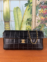 Chanel East West Chocolate bar flap bag black