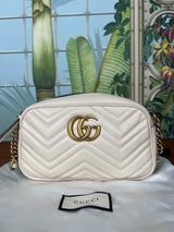 Gucci marmont small off white camera bag