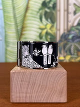 Hermés Limited Edition Hermes Extra Wide Printed Enamel Bracelets, Wild Cats