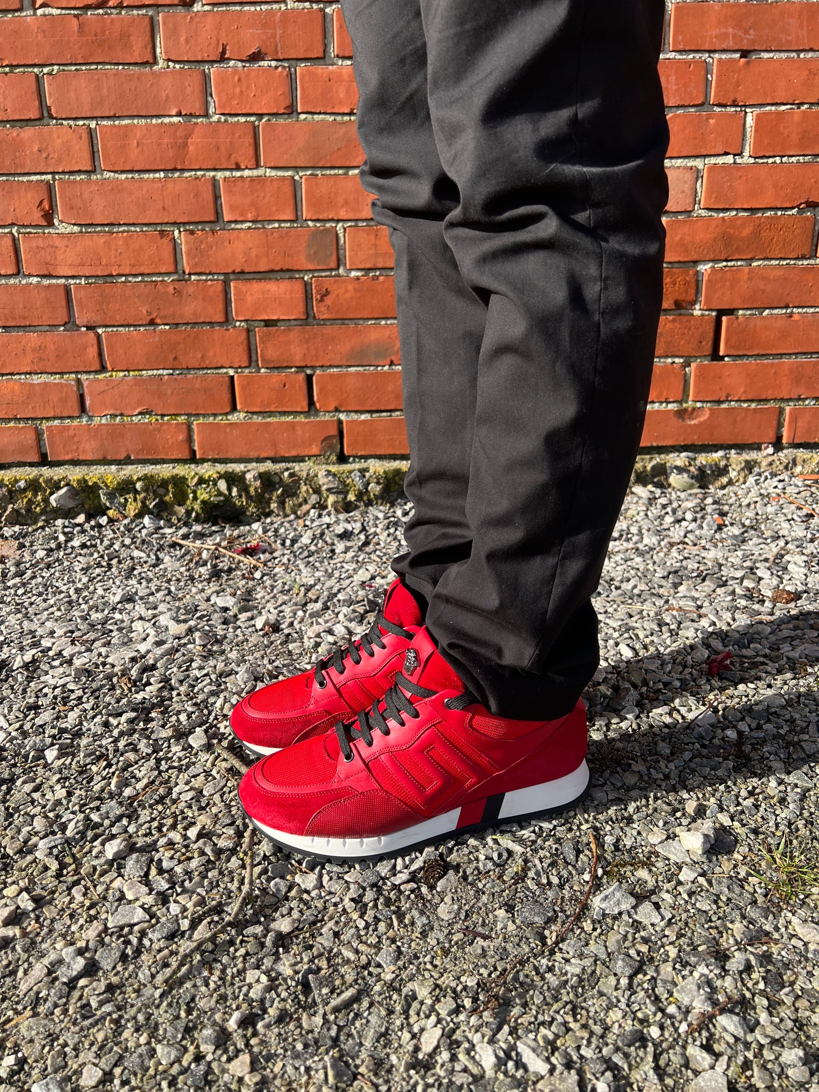 Versace Greek key contrast sneakers red – A Piece Lux