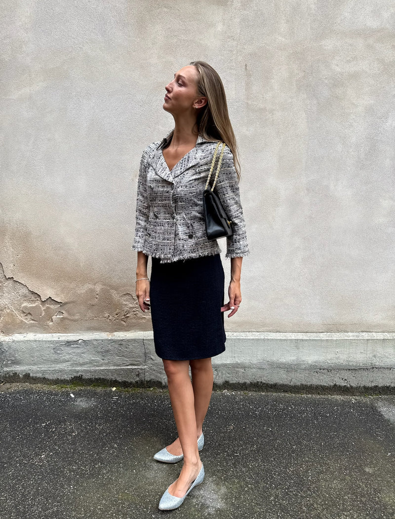 Chanel vintage double Flap Bag black with flat chain medium/large