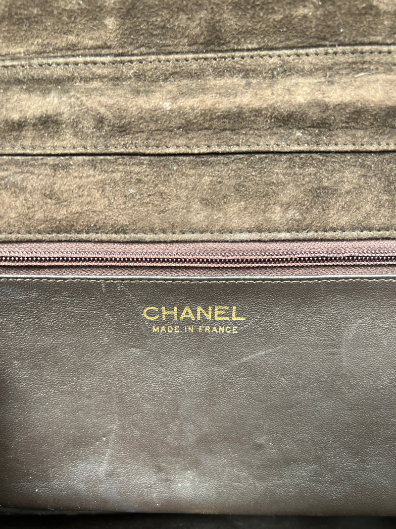 Chanel flap suede brown