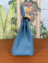 Hermès Kelly 25 retourne blue jean, togo, palladium hardware