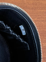 Chanel black mini vanity bag round with chain