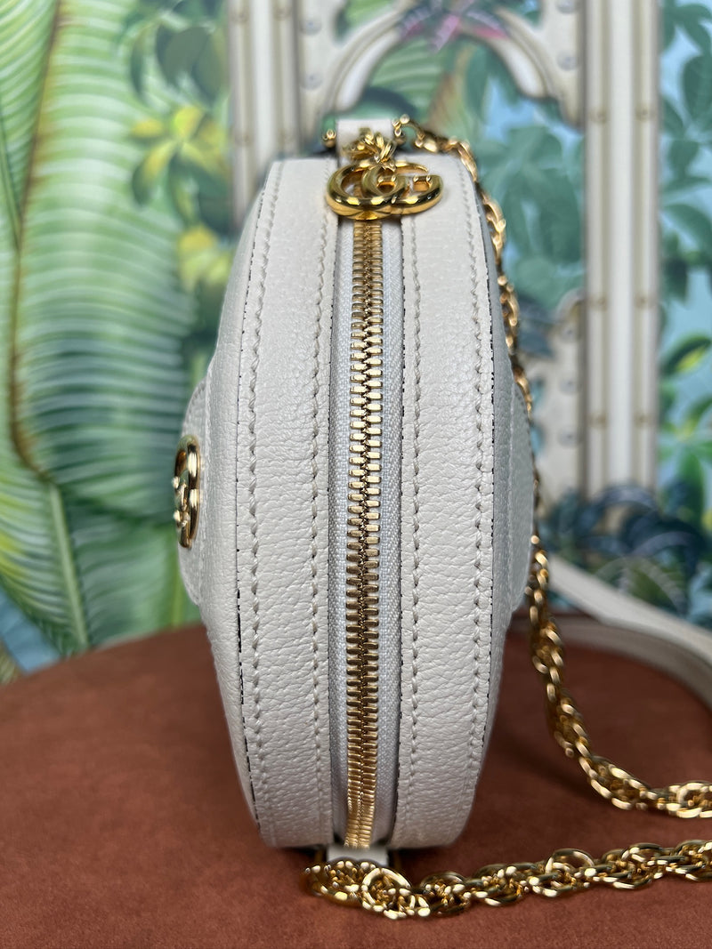 Gucci ophida round crossbody bag white