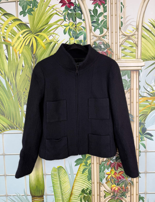 Chanel tweed sporty jacket black 2000s fall collection