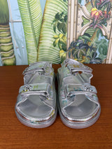 Chanel dad sandals silver