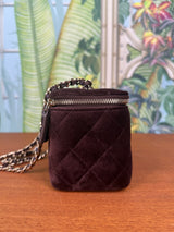 Chanel Vanity case limited edition bag pearl crush brown velvet