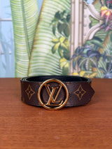 Louis Vuitton Leather LV Circle Reversible Belt Brown / Black
