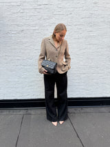 Chanel classic black square flap bag quilted caviar