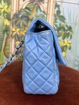 Chanel flap bag classic timeless Valentine collection blue