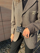 Chanel Classic Flat Card Holder, Black Lambskin with Silver Hardware