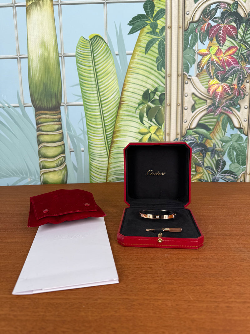 Cartier love bracelet pink gold classic model, 10 diamonds