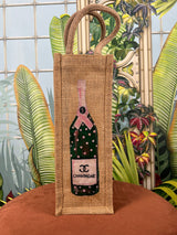 Painted Jute champagne  handbag