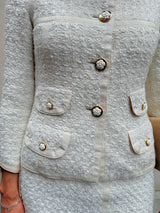 Chanel tweed beige set flowers