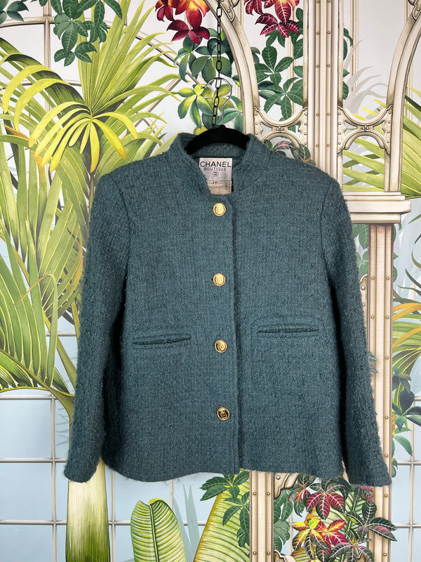 Chanel tweed jacket green/blue