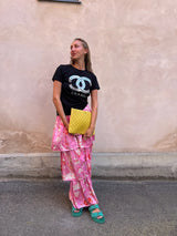 Chanel timeless yellow quilted cutch