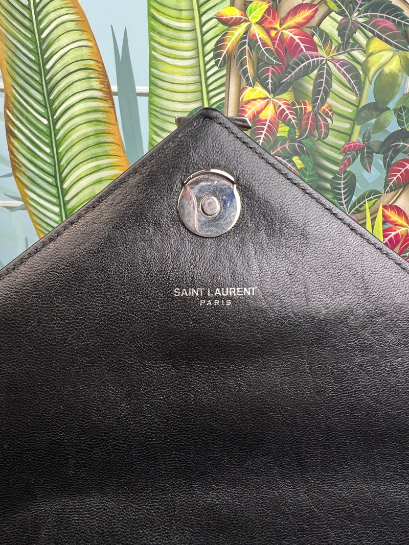 Saint Laurent envelope large satchel bag black