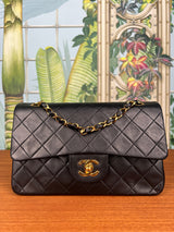 Chanel double flap bag small black/gold