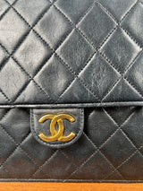 Chanel vintage single flap bag small lambskin black