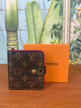 Louis Vuitton perforated compact zip wallet purple, brown
