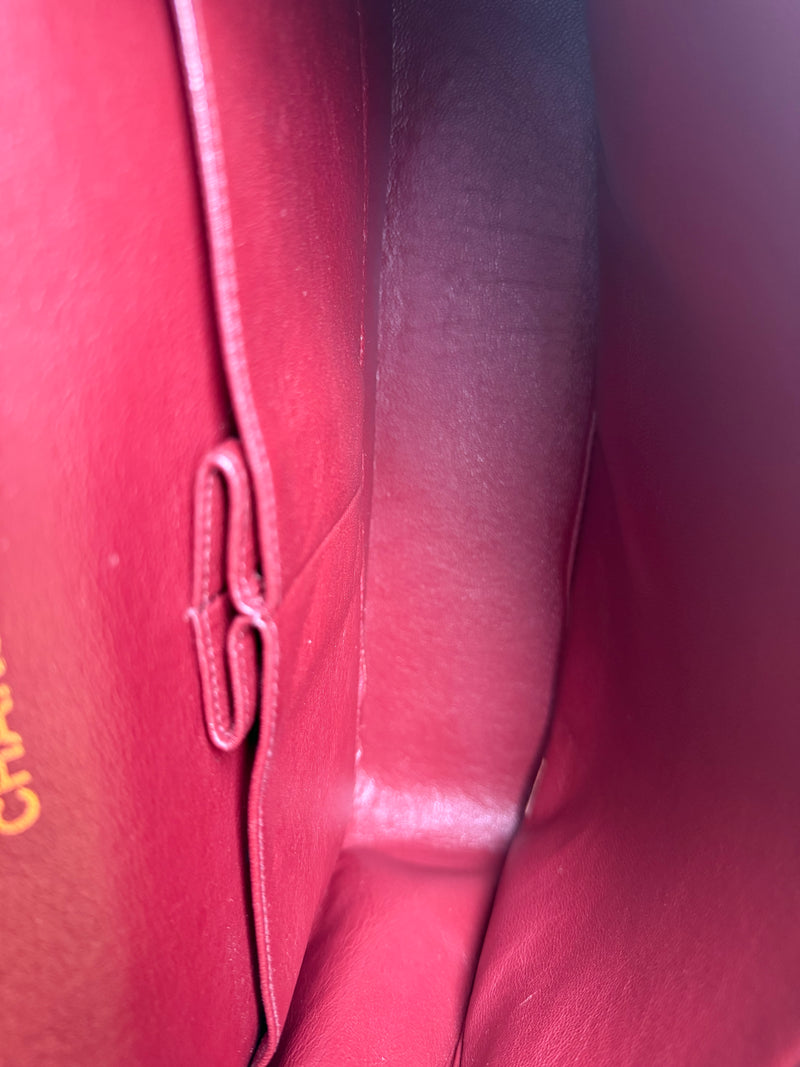 Chanel vintage double Flap Bag black with flat chain medium/large