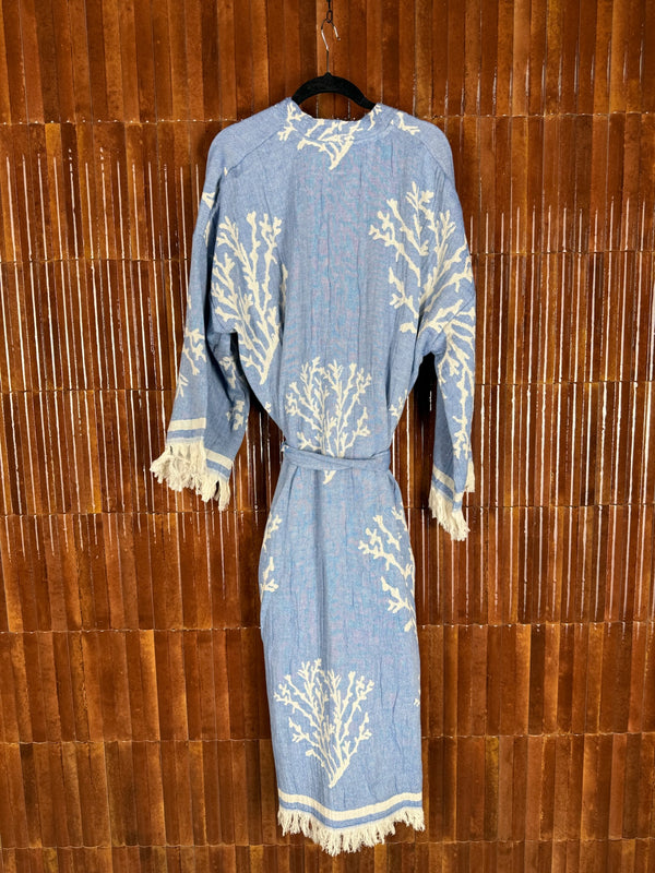 Amca cotton kaftan corallium blue