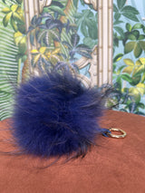 Fur ball bag charm blue