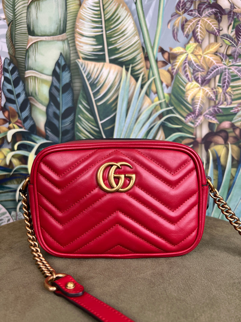 Gucci small Marmont matelasse red