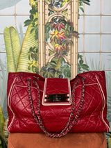 Chanel East west large shopper tote red