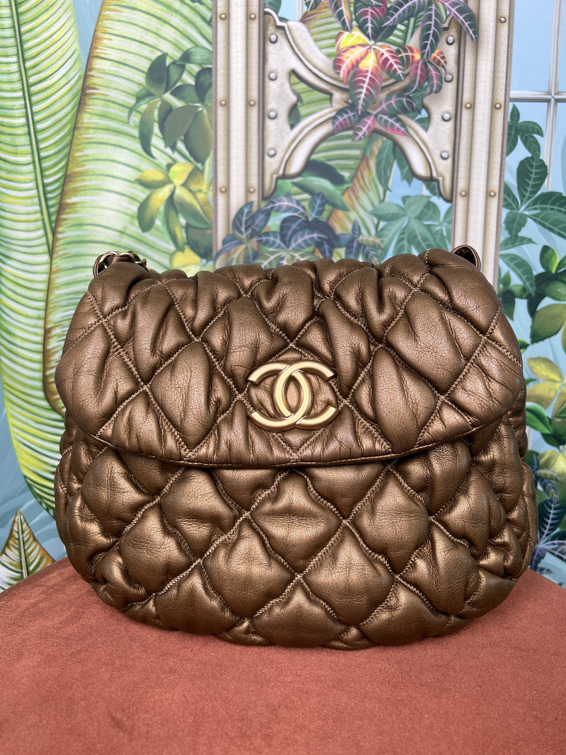 Chanel Bubble quilt flap bag bronze