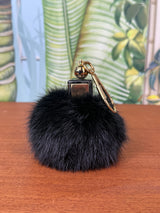 Louis Vuitton key ring fur ball black