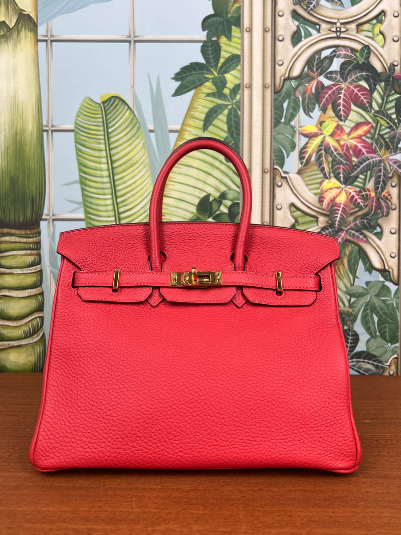 Hermès Birkin 25 retourne rouge Pivoine togo leather gold hardware
