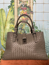 Bottega Veneta intrecciato roma bag grey