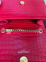 Yves Saint Laurent shoulder bag Kate red croco embossed tassel bag