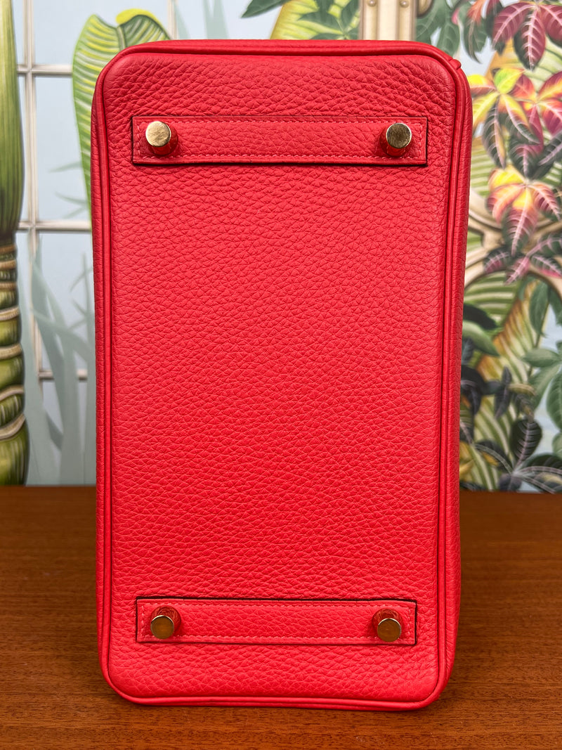 Hermès Birkin 25 retourne rouge Pivoine togo leather gold hardware