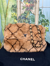 Chanel flap bag matelassé rabbit fur