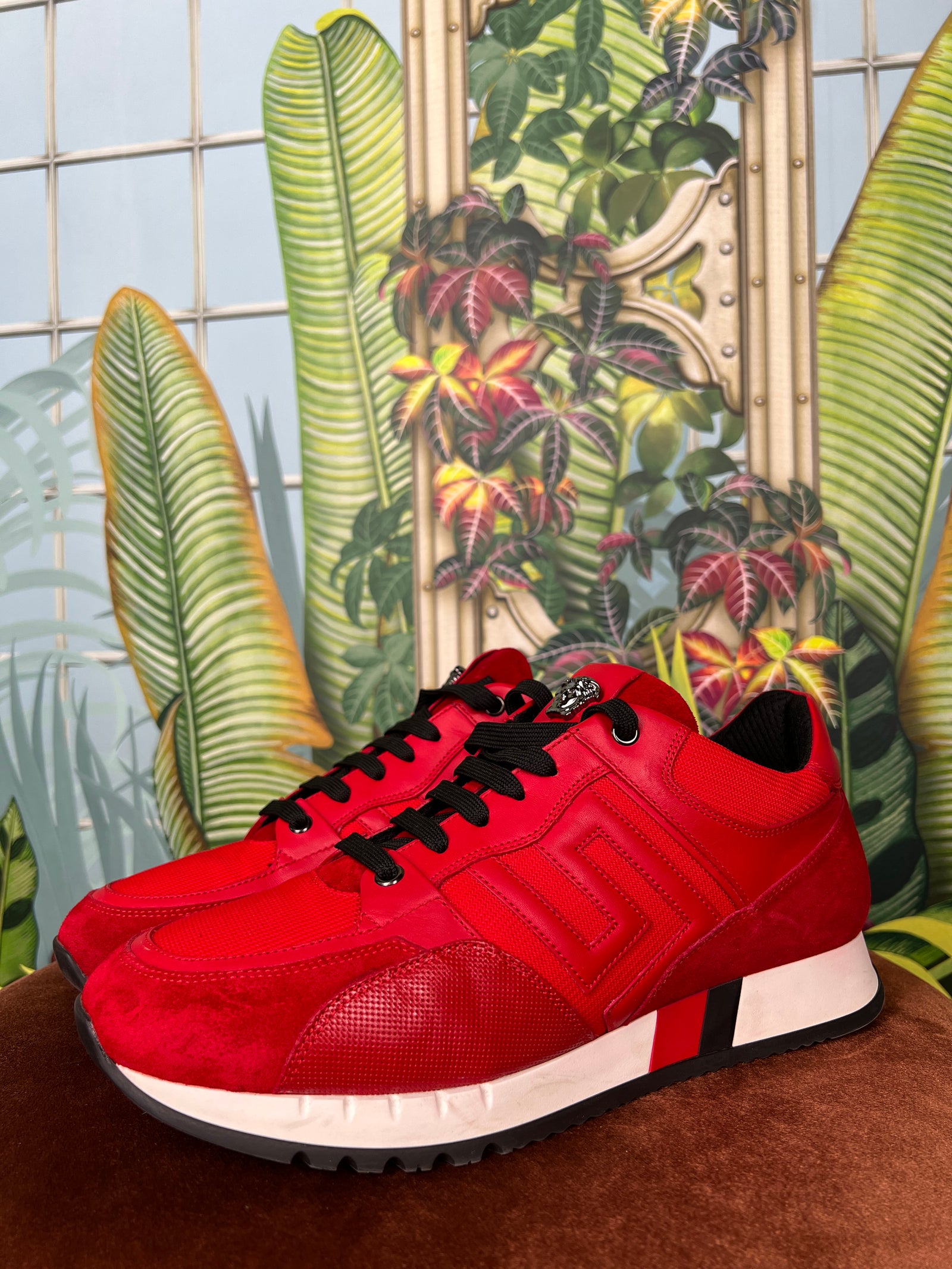 Versace Greek key contrast sneakers red – A Piece Lux