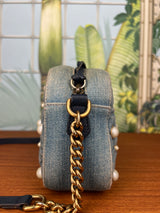 Gucci marmont Denim bag/pearls