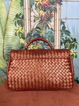 Bottega Veneta top handle bag orange bronze