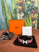 Hermés Clic H PM limited edition bracelet pink/white