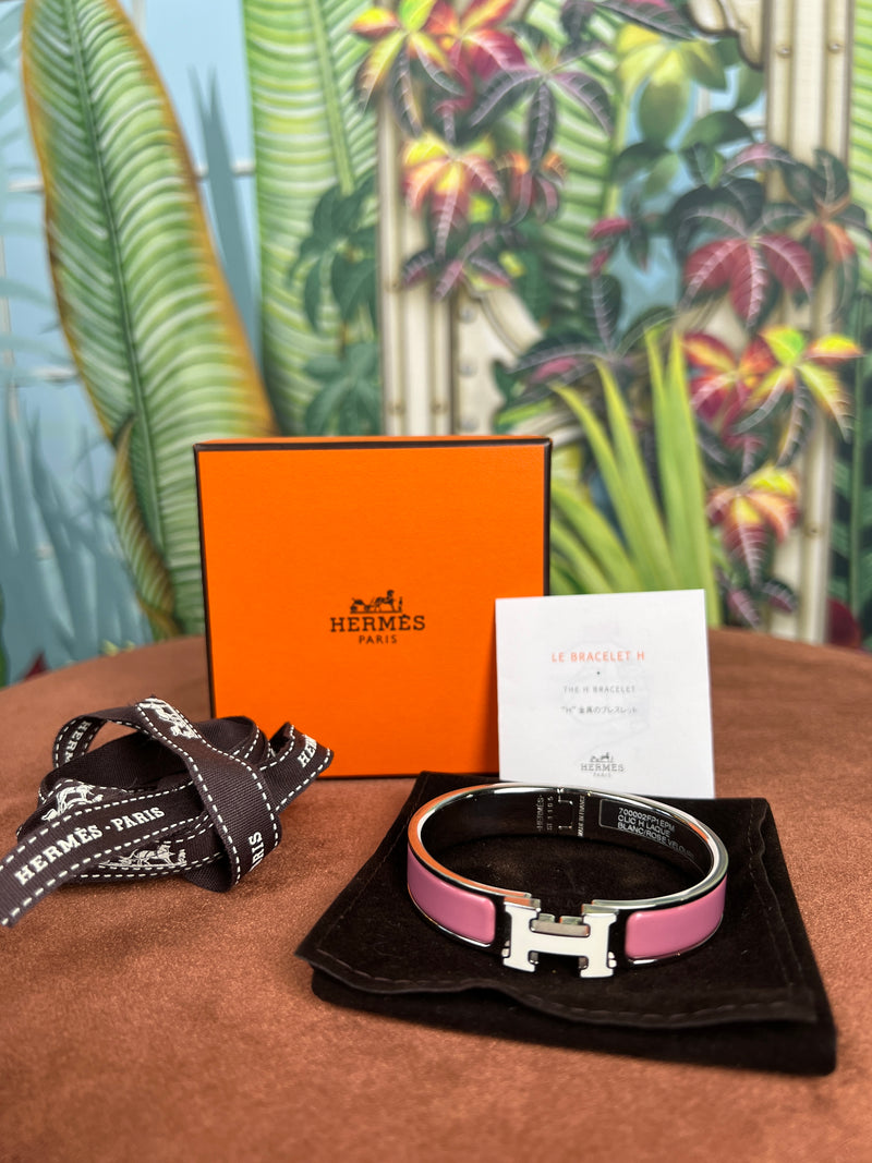 Hermés Clic H PM limited edition bracelet pink/white