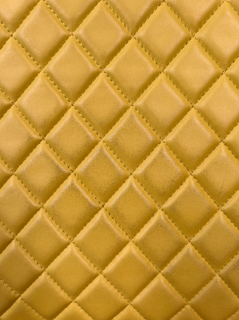 Chanel timeless yellow quilted cutch