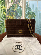 Chanel flap suede brown