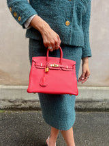 Hermès Birkin 25 retourne rouge Pivoine togo leather gold hardware