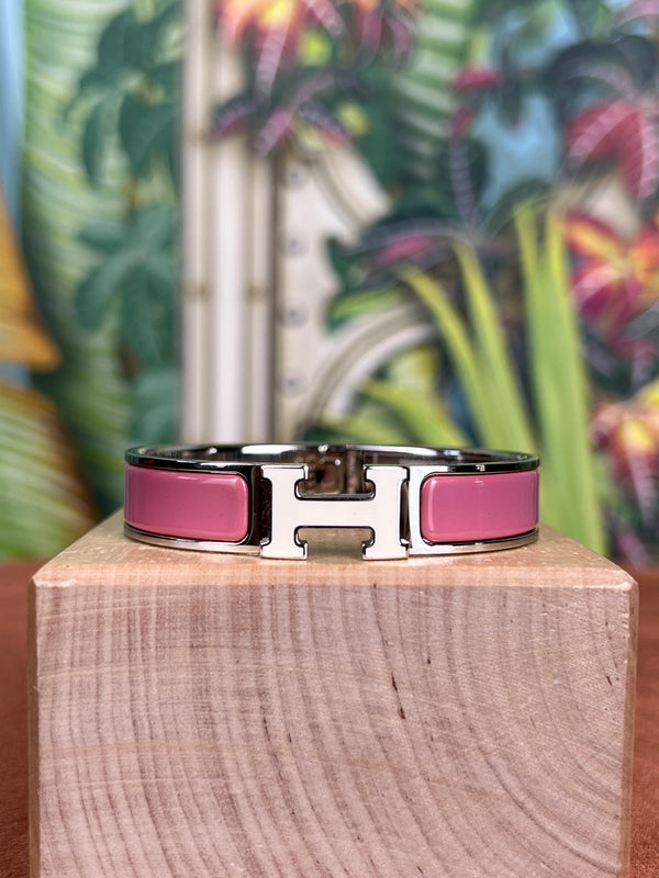 Hermés Clic H PM limited edition bracelet pink/white