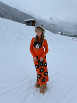 Orange set with cat and flower print