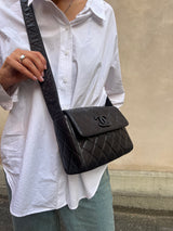 Chanel flap matelasse brown with black hardware rare find