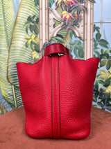 Hermés picotin leather bag red pm