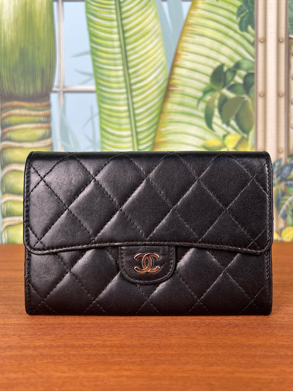 Chanel wallet timeless black calf